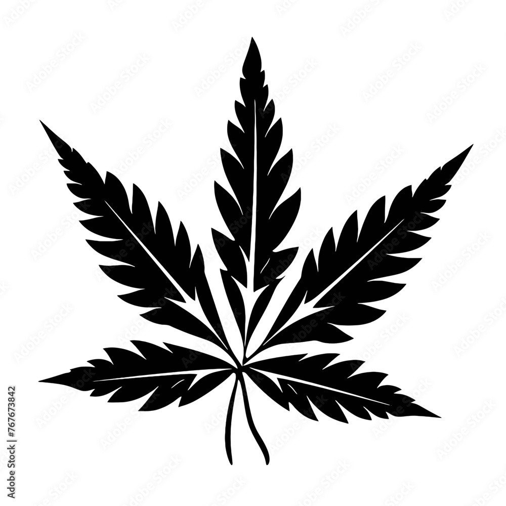 Silhouette of Pot Cannabis marijuana hemp leaf for CBD THC logo design Silhouette of Pot Cannabis marijuana hemp leaf for CBD THC logo design