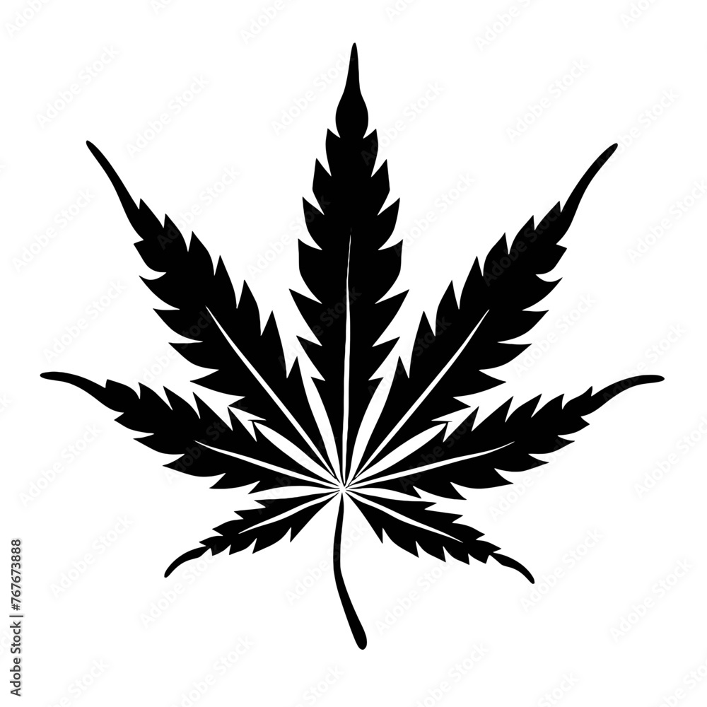 Silhouette of Pot Cannabis marijuana hemp leaf for CBD THC logo design Silhouette of Pot Cannabis marijuana hemp leaf for CBD THC logo design