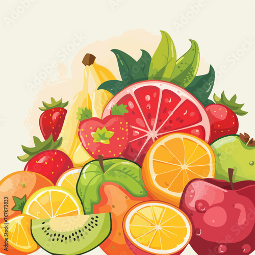 Fototapeta Naklejka Na Ścianę i Meble -  Healthy fruits design cartoon vector illustration i