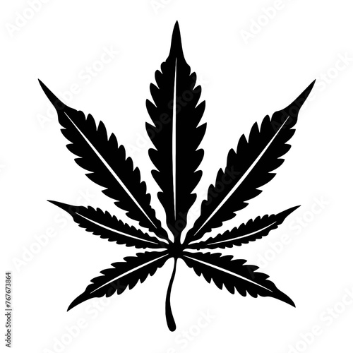 Silhouette of Pot Cannabis marijuana hemp leaf for CBD THC logo design