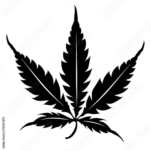 Silhouette of Pot Cannabis marijuana hemp leaf for CBD THC logo design