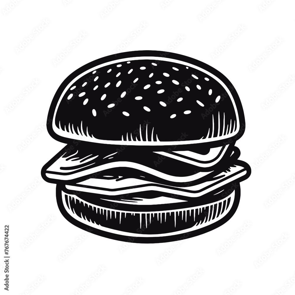 Burger Silhouette icon isolated on white background vector illustration. Street fast food vector graphic silhouette. Burger Silhouette icon isolated on white background vector illustration. Street fast food vector graphic silhouette.