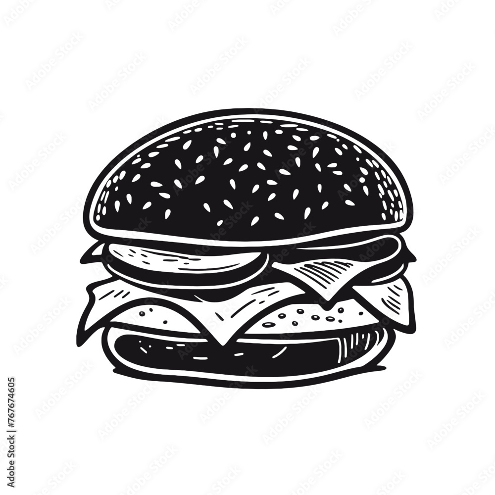 Burger Silhouette icon isolated on white background vector illustration. Street fast food vector graphic silhouette. Burger Silhouette icon isolated on white background vector illustration. Street fast food vector graphic silhouette.
