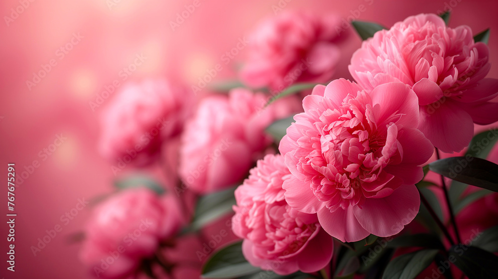 Beautiful pink peony flowers on blurred background. Floral background Beautiful pink peony flowers on blurred background. Floral background