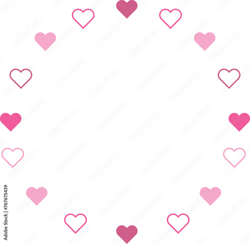 circle hearts border frame vector