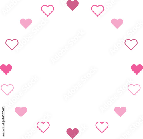 circle hearts border frame vector