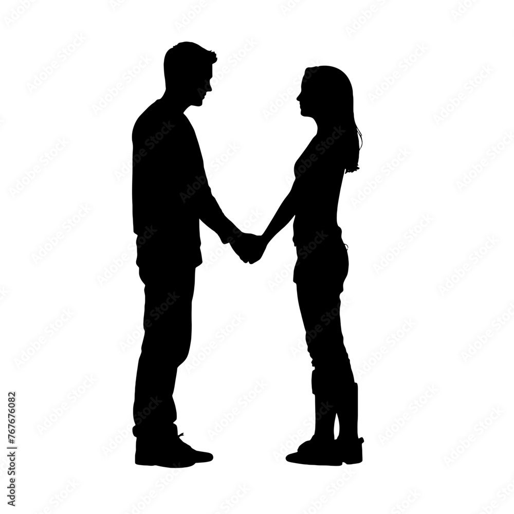 couple holding hands Silhouette 