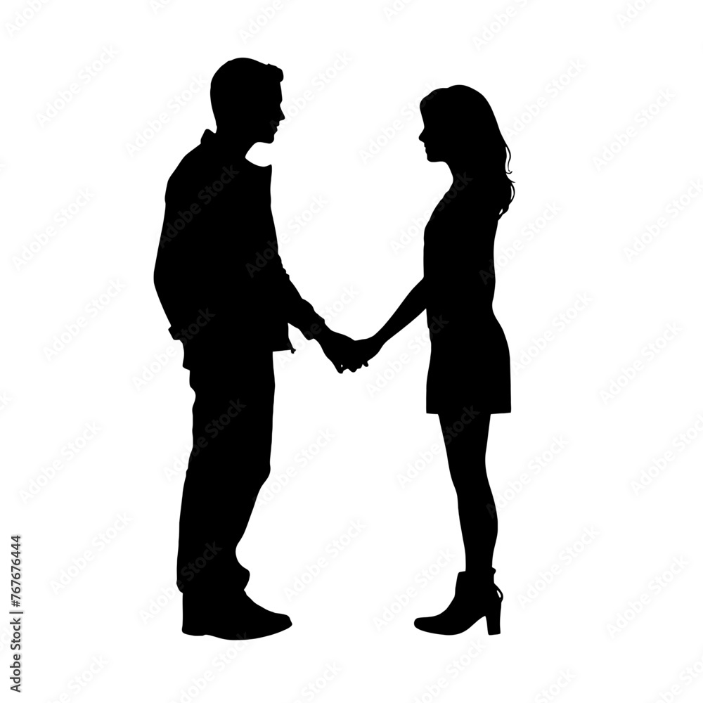 couple holding hands Silhouette 