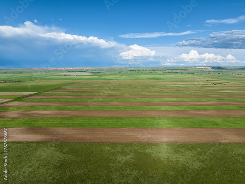 Aerial view of a farm in central wyoming photo
