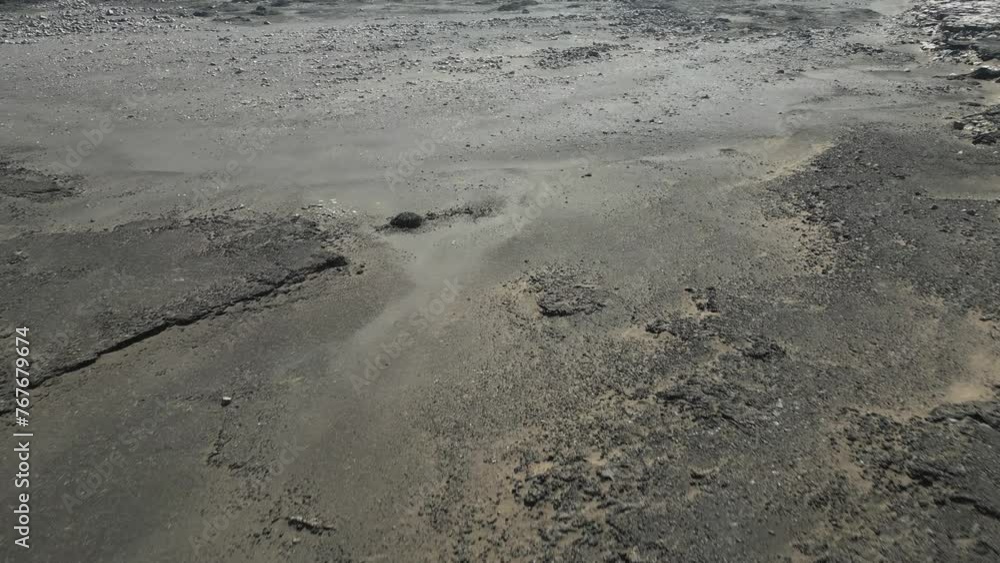 Rough terrain of barren lava fields in Iceland, aerial downwards view Rough terrain of barren lava fields in Iceland, aerial downwards view