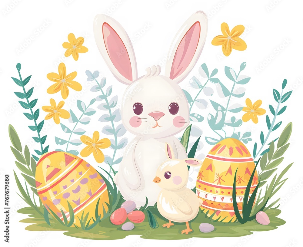 Easter Bunny, Chicks and Easter Eggs Clipart set Easter Bunny, Chicks and Easter Eggs Clipart set