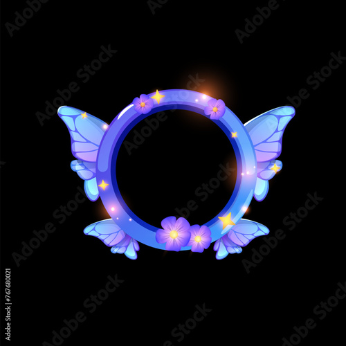 Celestial winged avatar frame vector illustration