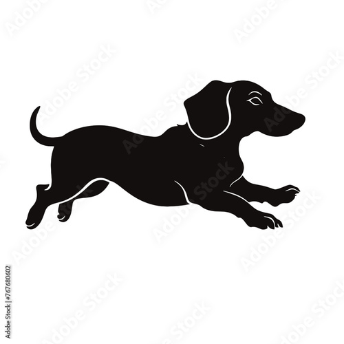 Dachshund dog. Vector black silhouette.