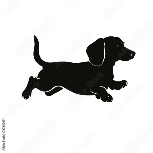 Dachshund dog. Vector black silhouette.