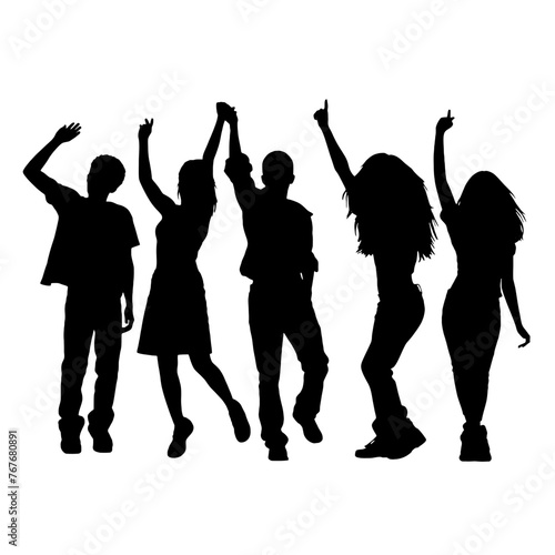 Vector silhouette of dancing people 