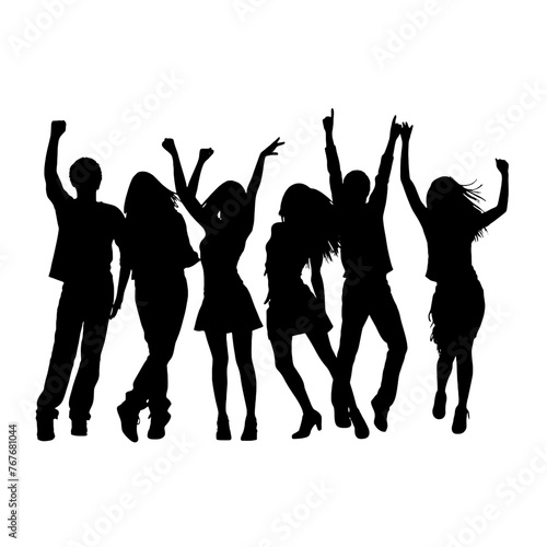 Vector silhouette of dancing people 