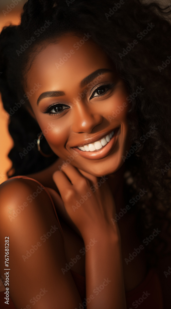 Une belle femme noire, heureuse et souriante, modèle de beauté. Une belle femme noire, heureuse et souriante, modèle de beauté.