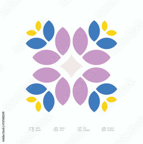 Brutalist Colorful Flower Logo Icon Design Vector