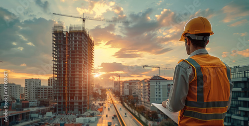 A civil engineer designing buildings. Generative AI.