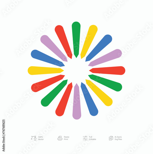Brutalist Colorful Flower Logo Icon Design Vector