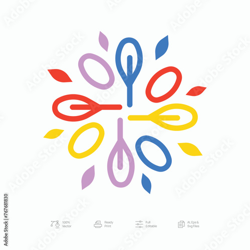 Brutalist Colorful Flower Logo Icon Design Vector