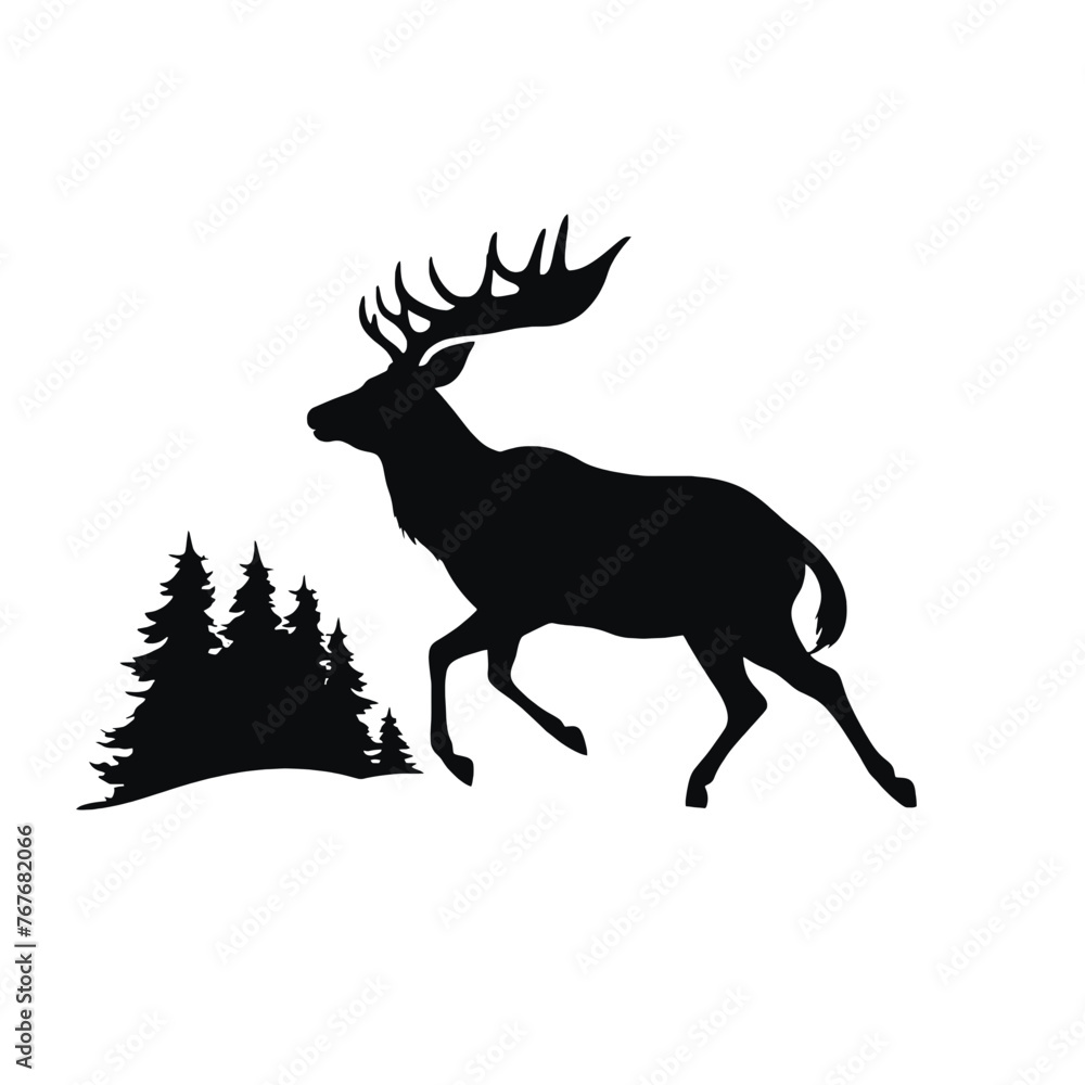 Deer leaping Silhouette Deer leaping Silhouette