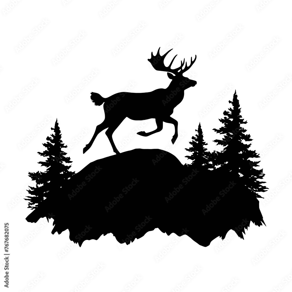 Deer leaping Silhouette Deer leaping Silhouette