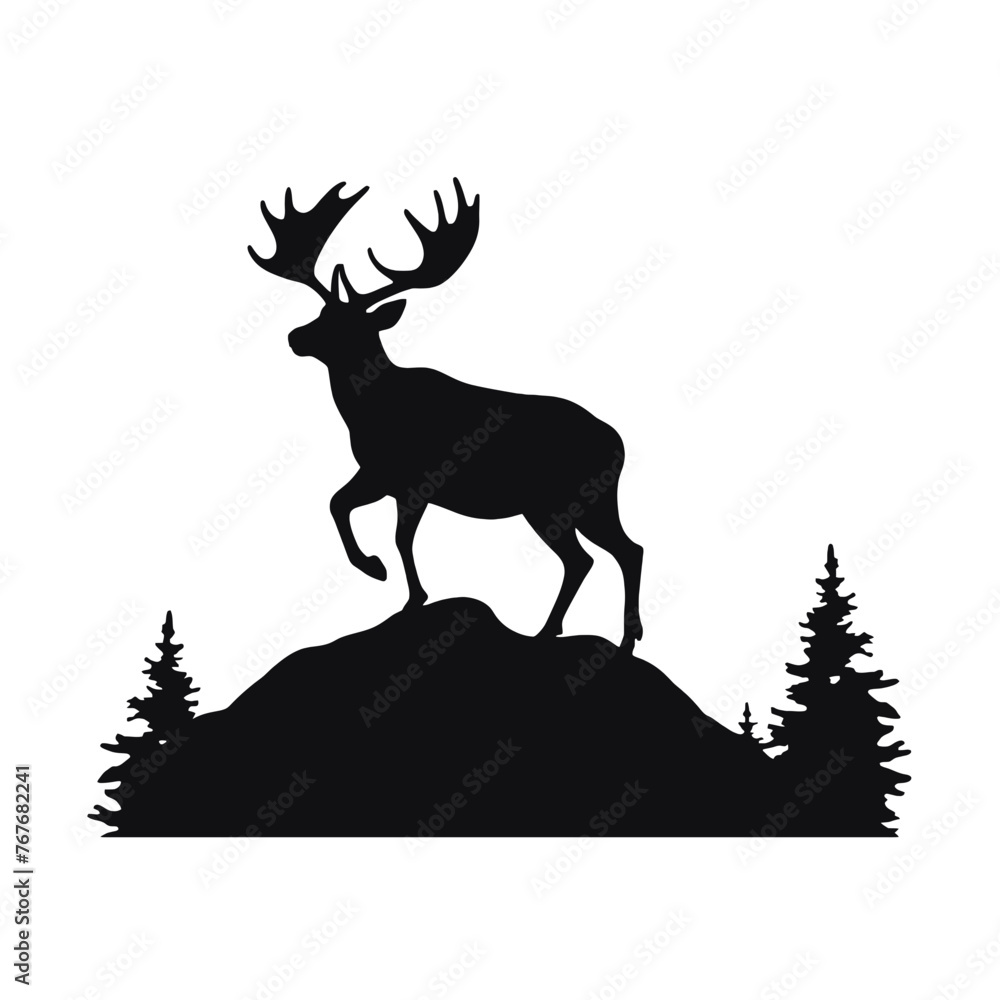 Deer leaping Silhouette Deer leaping Silhouette
