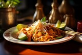 Pad Thai dish with succulent shrimp Cinematic shot