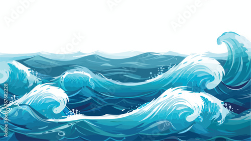 Ocean waves with curling on white background vector icon