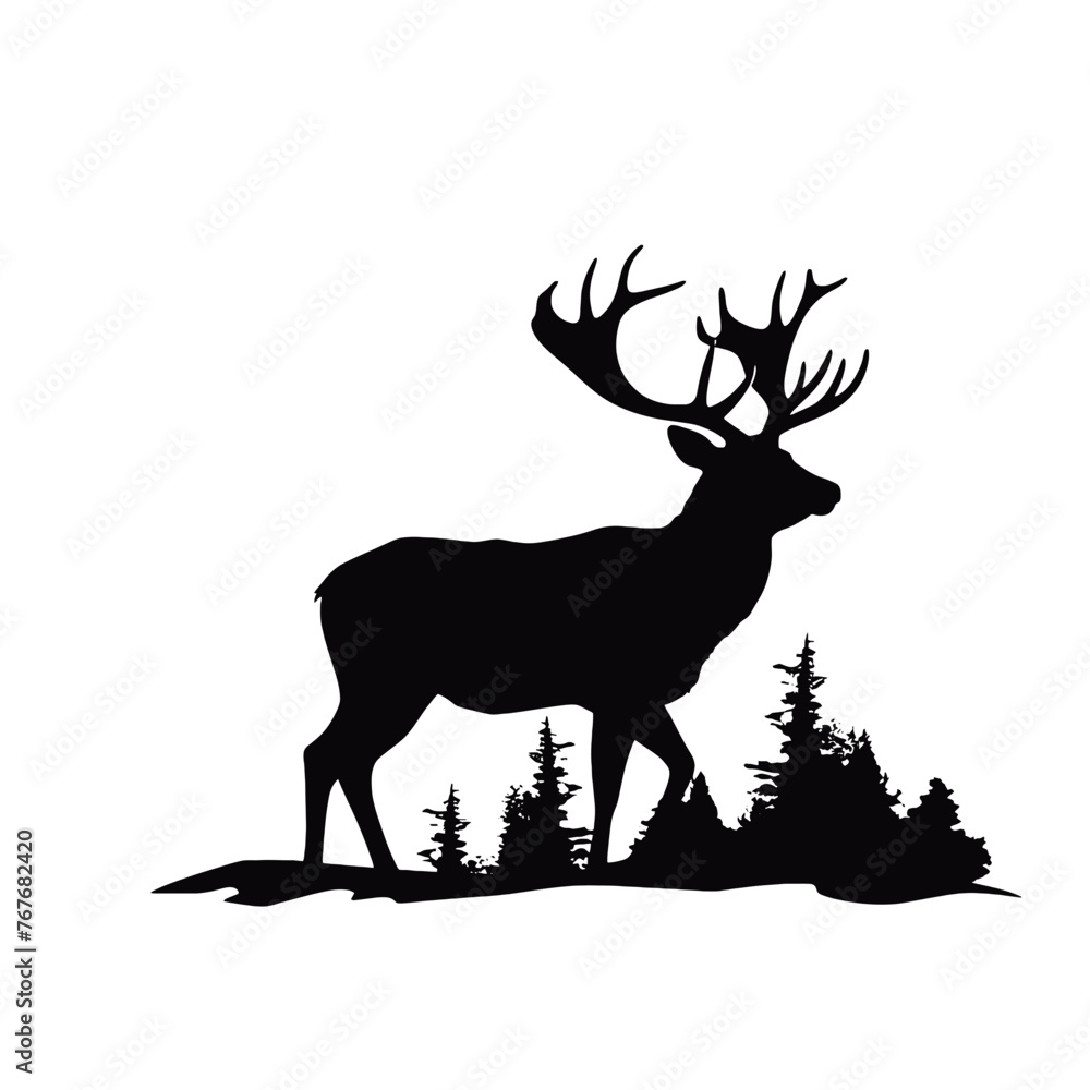 Deer leaping Silhouette Deer leaping Silhouette