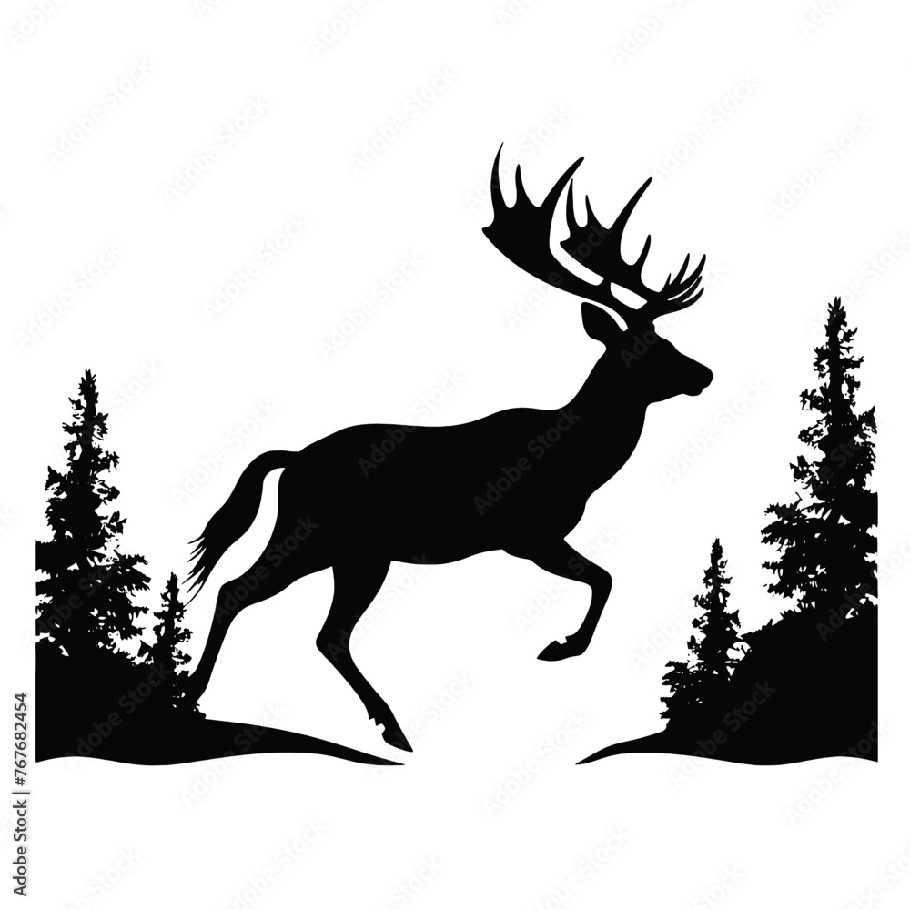 Deer leaping Silhouette Deer leaping Silhouette