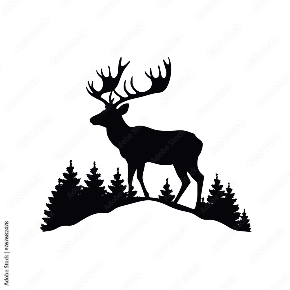 Deer leaping Silhouette Deer leaping Silhouette