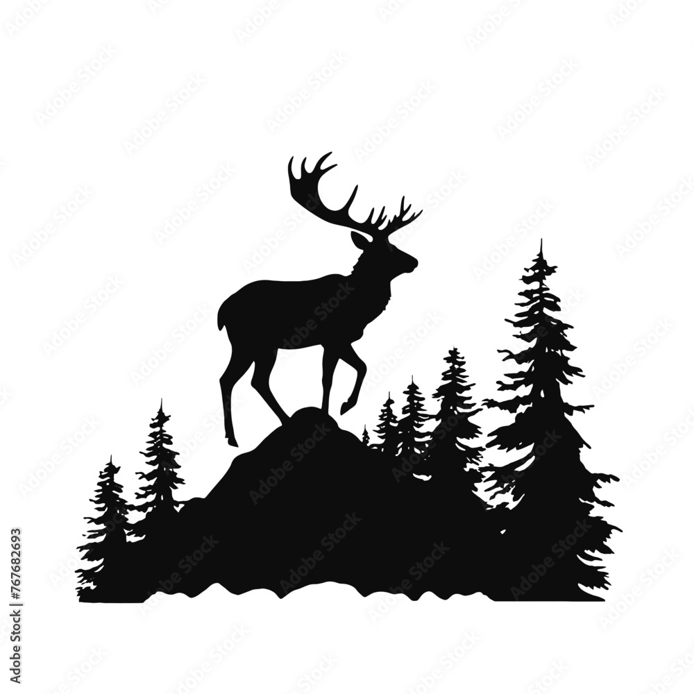 Deer leaping Silhouette Deer leaping Silhouette