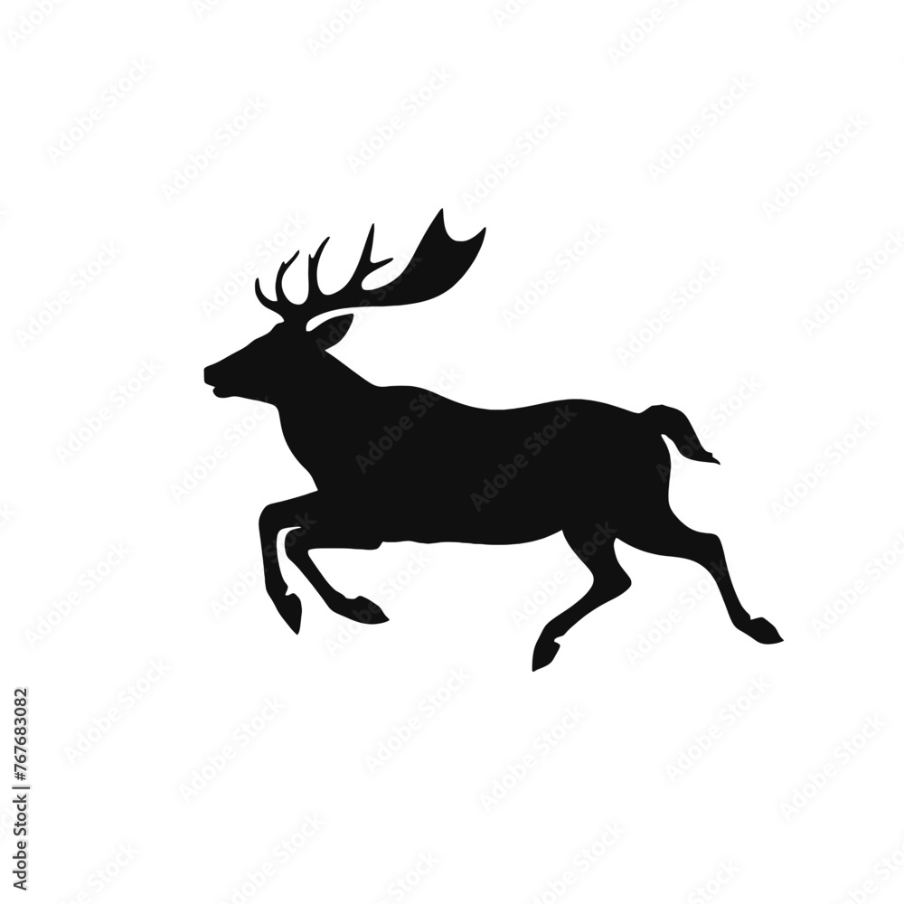 Fototapeta premium Deer leaping Silhouette 