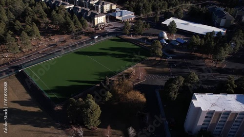 Flagstaff AZ USA, Aerial View of NAU Sport Fields and Dormitory Buildings, Drone Shot photo