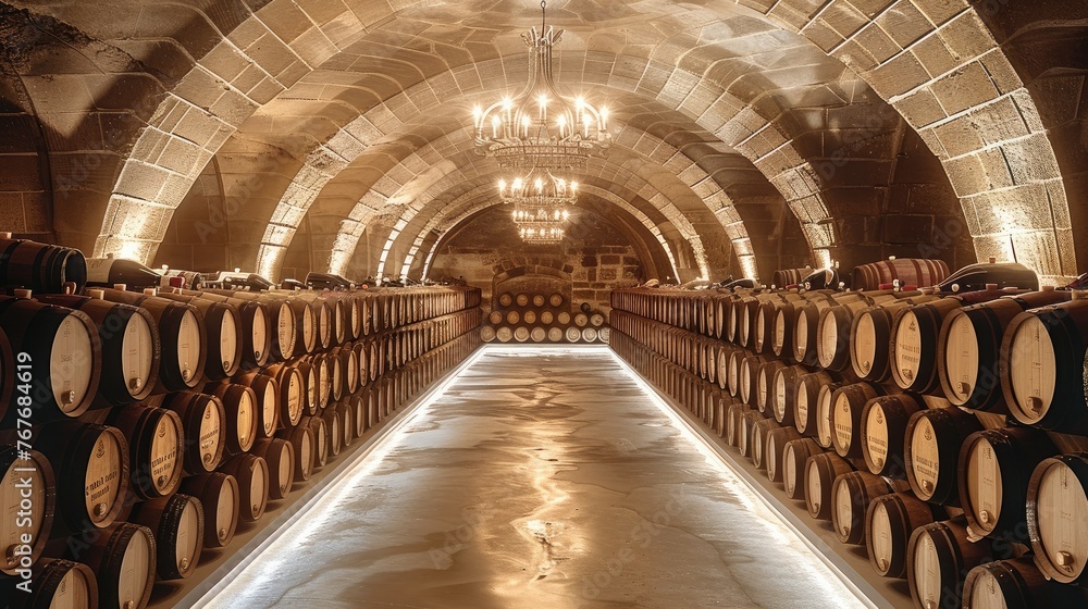 Obraz premium Wine cellar. Fully isolated on a deep white background. Generative AI.