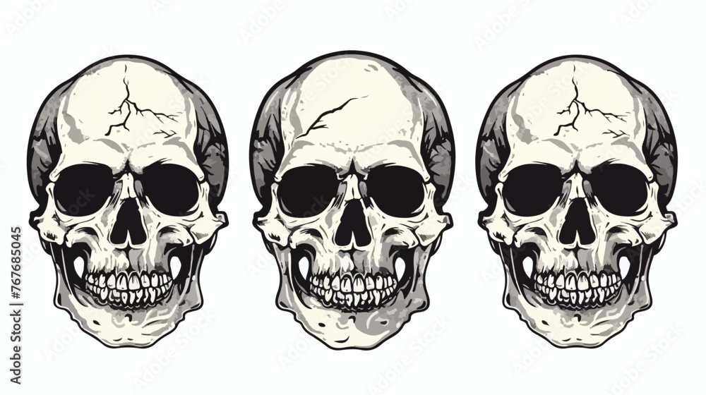 Scary vintage skulls set isolated. Skull isolated tat