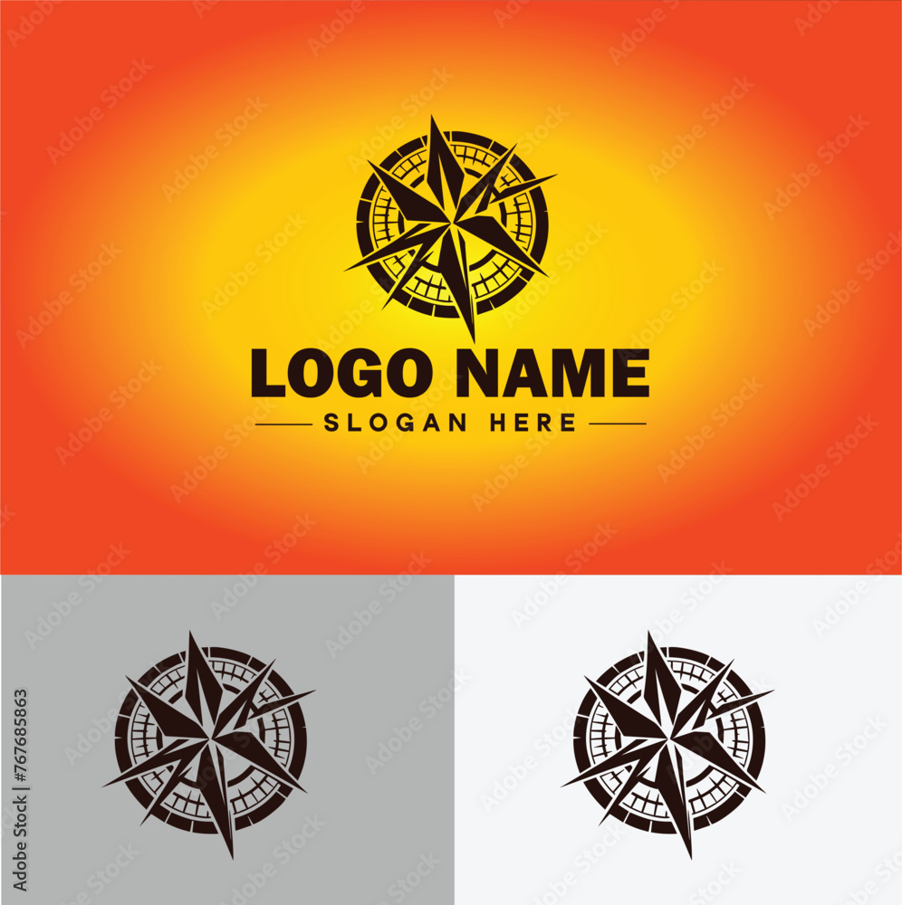Fototapeta premium Compass logo icon vector art graphics for business brand app icon direction compass logo template