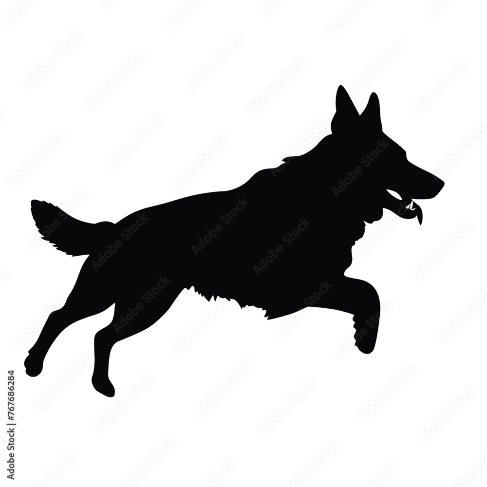   German shepherd dog silhouette isolated on a white background. Vector illustration