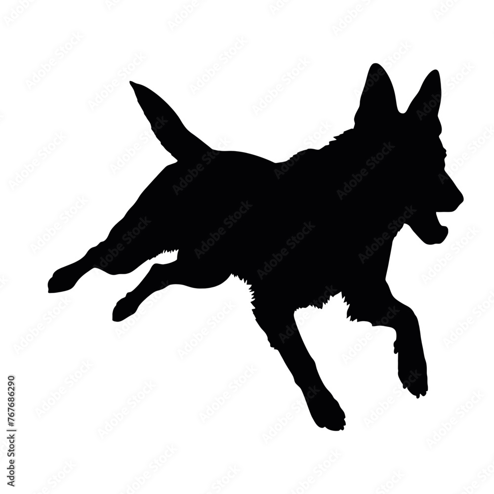   German shepherd dog silhouette isolated on a white background. Vector illustration