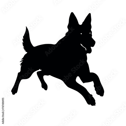 Defense German shepherd dog silhouette isolated on a white background. Vector illustration