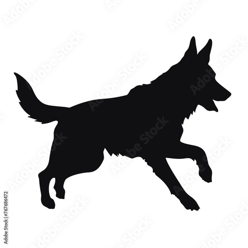 Defense German shepherd dog silhouette isolated on a white background. Vector illustration © vectorcyan