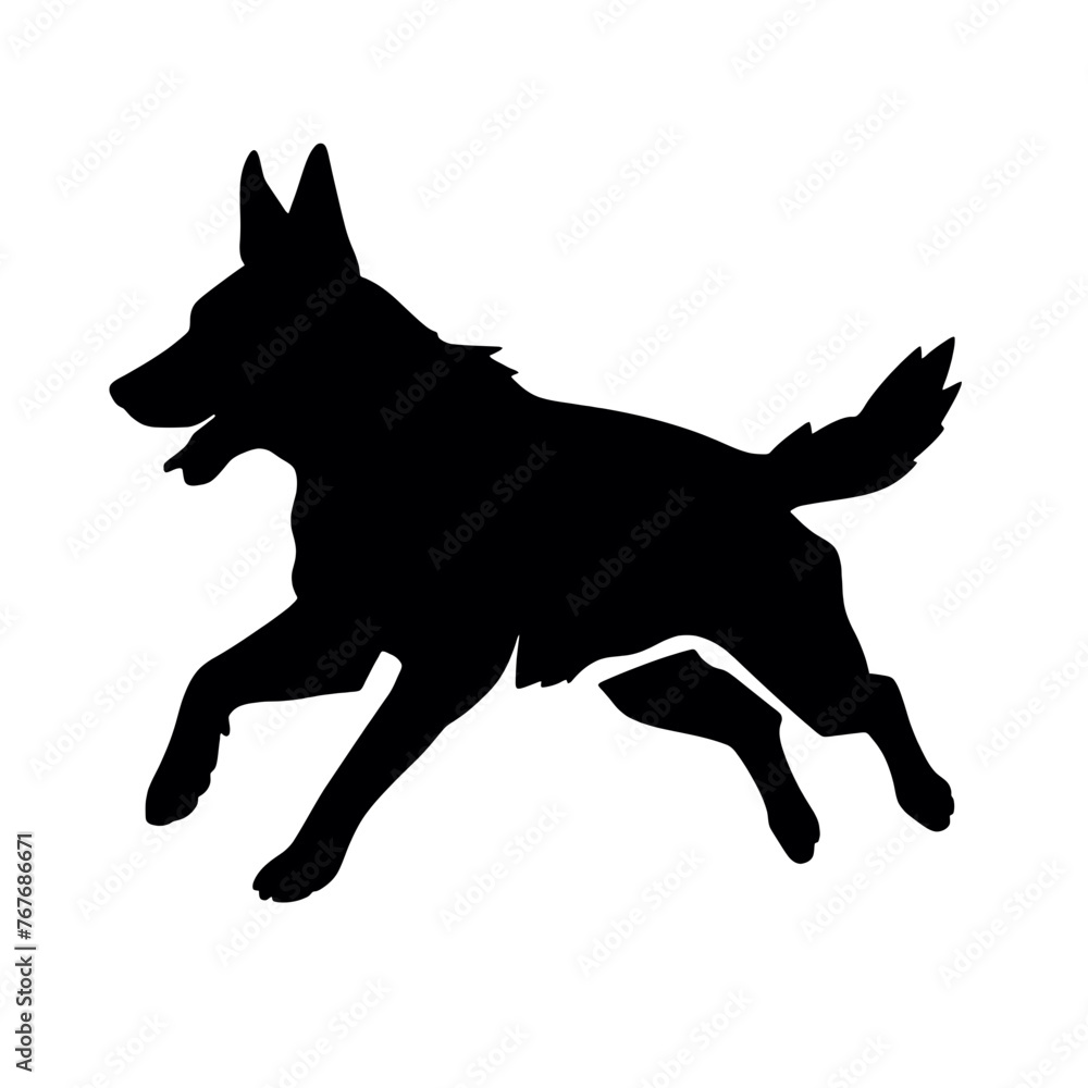 Defense German shepherd dog silhouette isolated on a white background. Vector illustration