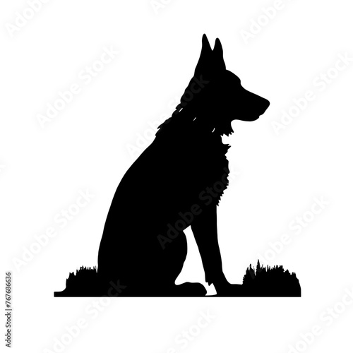 Defense German shepherd dog silhouette isolated on a white background. Vector illustration