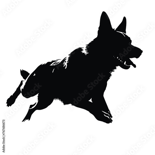 Defense German shepherd dog silhouette isolated on a white background. Vector illustration