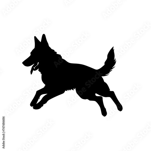 Defense German shepherd dog silhouette isolated on a white background. Vector illustration © vectorcyan