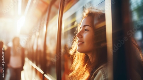 Woman Enjoying Sunlight in Urban Setting