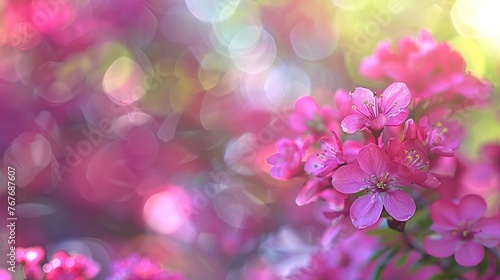 Dreamy Pink Cherry Blossoms Bokeh Background