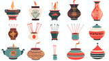 China new years related incenses pots vectors 
